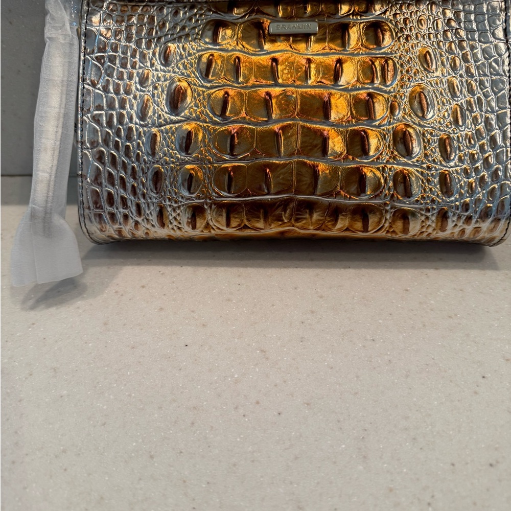 Brahmin Silver and Gold Embossed Leather Bag - Picture 2 of 3